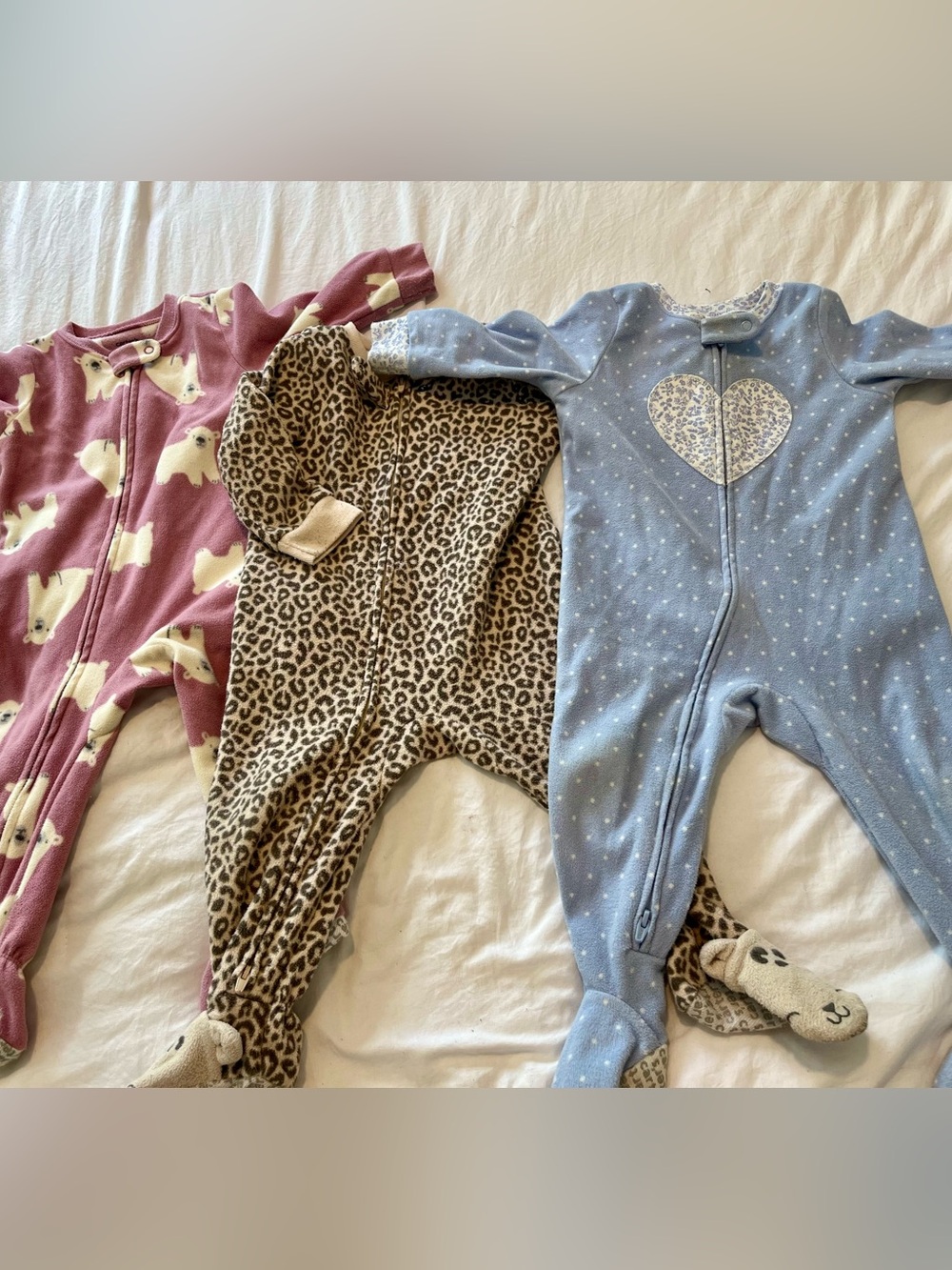 Three 12m fleece PJs girl